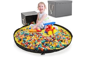 MIBATUS Toy Storage Organizer & Play Mat - for Building Toys Storage | Toy Box made of Odorless, Eco-Fabric for Children's Rooms, Nursery Playroom, Toy Storage Bin/Bag 37 Qt - For Kids (Gray)