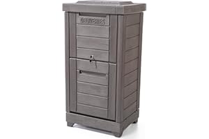Step2 Lakewood Package Delivery Box, Weather Resistant, Large Outdoor Parcel Storage, Made of Durable Plastic, Easy Install, Lock & Key Access, Dark Cedar