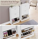 Vida Designs White Wooden Shoe Cabinet 3 Pull-Down Drawers Hallway Storage view 6