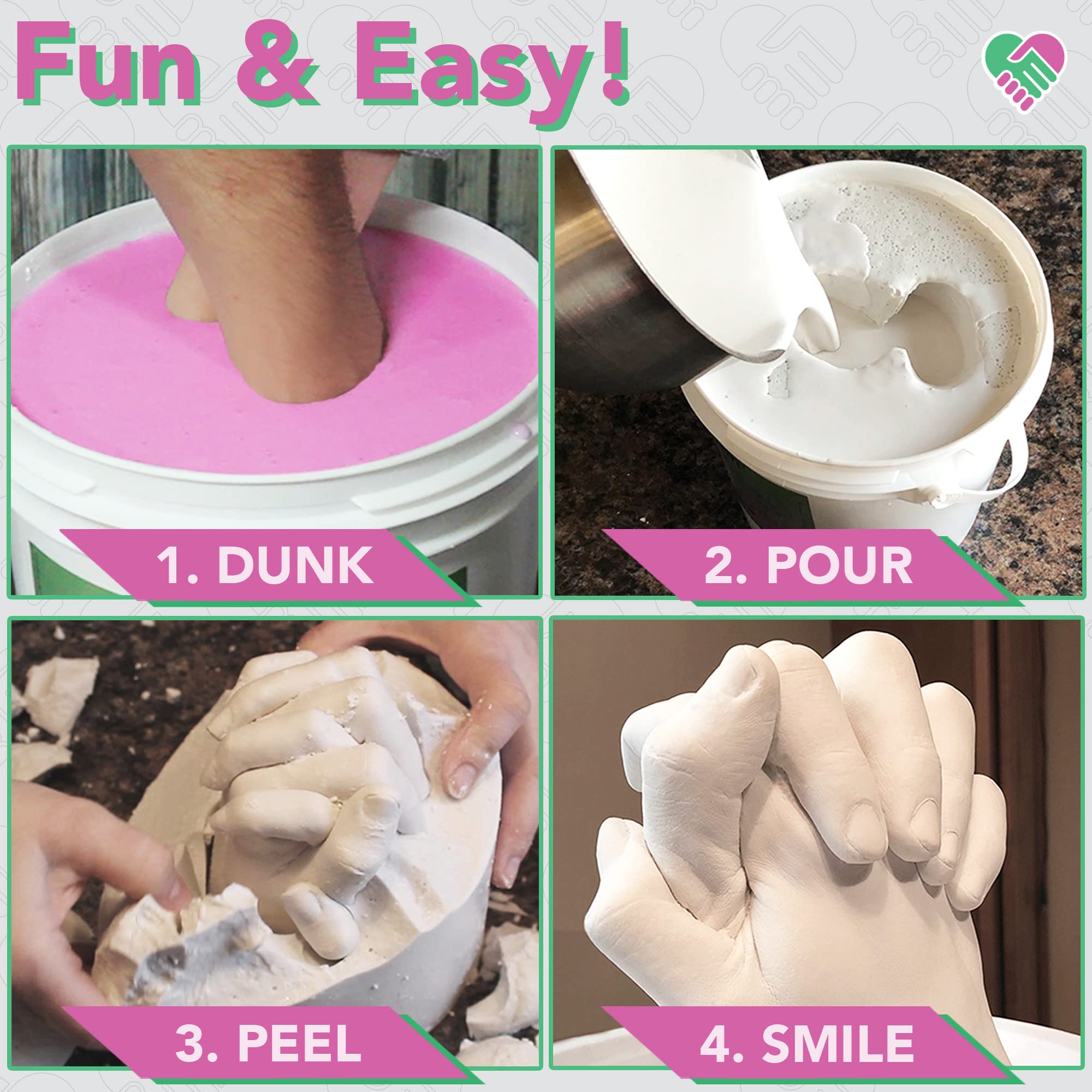 Luna Bean XL Family Hand Casting Kit – Extra Large Hand Mold Kit for Families, Casts Up to 6 Hands – Unique Family Gifts Ideas, Parents, Grandparents & Keepsake Memorial