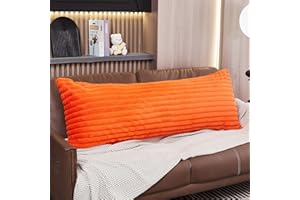WERDIM Orange Striped Body Pillow Cover 21x54 Long Body Pillow Case, Plush Fluffy Faux Fur Body Pillowcase Cover with Zipper, Soft Rectangular Pillow Cover for Pregnant Women Side Sleeper