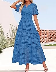 ZESICA Women's 2025 Summer Short Sleeve Maxi Dress
