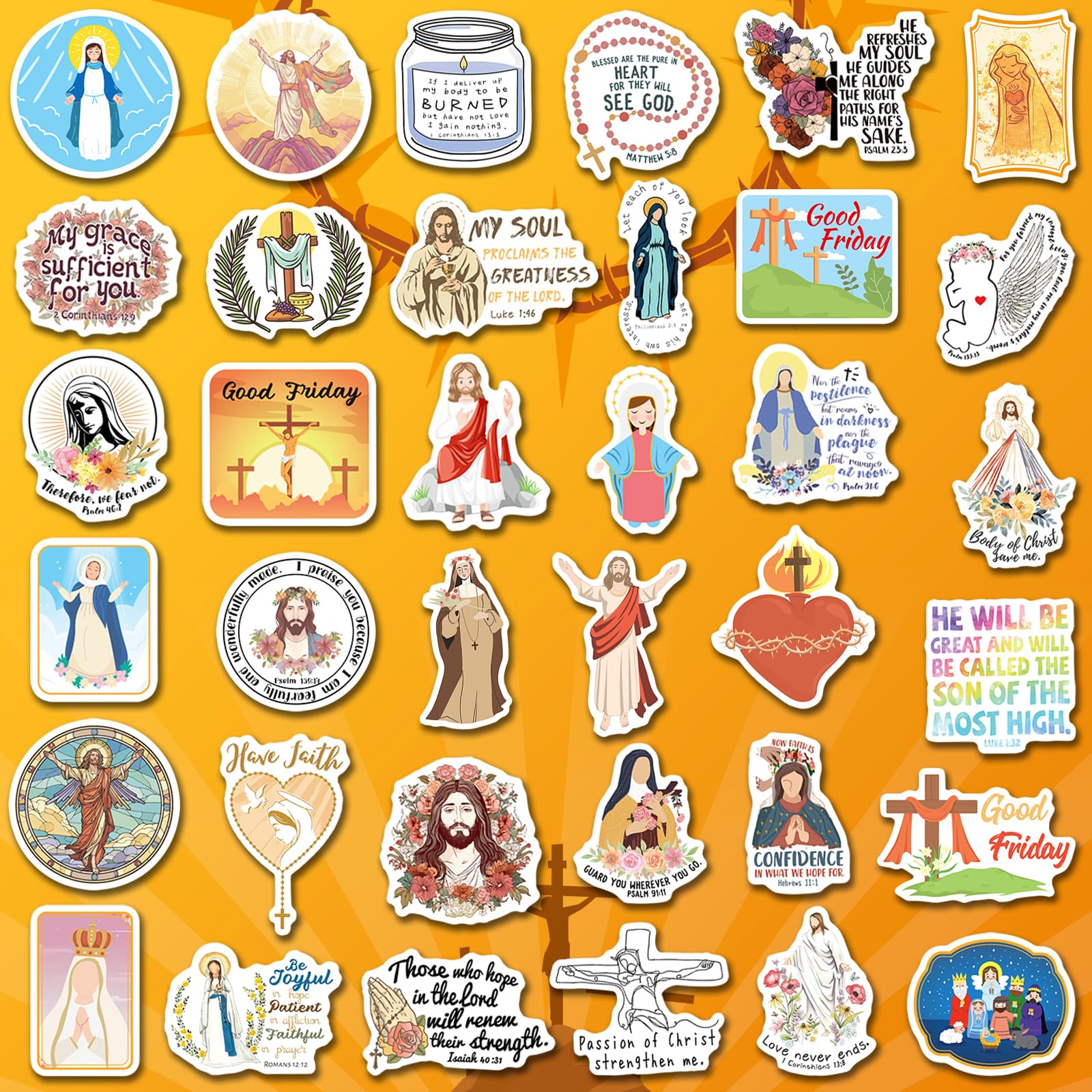 Catholic Stickers 400PCS Religious Stickers for Kids, Bible Verse Stickers for Journaling Women Catholic Jesus Stickers for Water Bottles Laptop Catholic Gifts