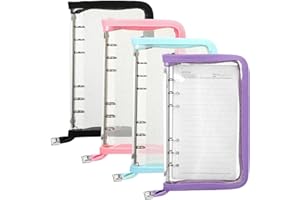 Kosiz 4 Pcs Multicolor A6 PVC Zipper Binder Cover - Refillable Notebook Shell for Journal & Photo Album, 7.9'' x 5.1