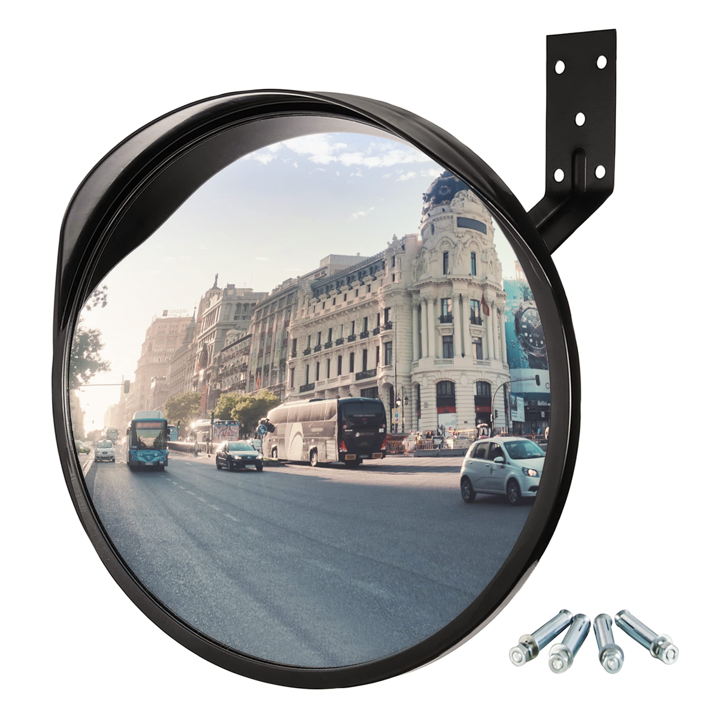 ONVAYA® Traffic Mirror 30 cm | Convex Mirror for Viewing Blind Spots | Safety Mirror | Surveillance Mirror | Panoramic Mirror, 1 Stück, Black , 1