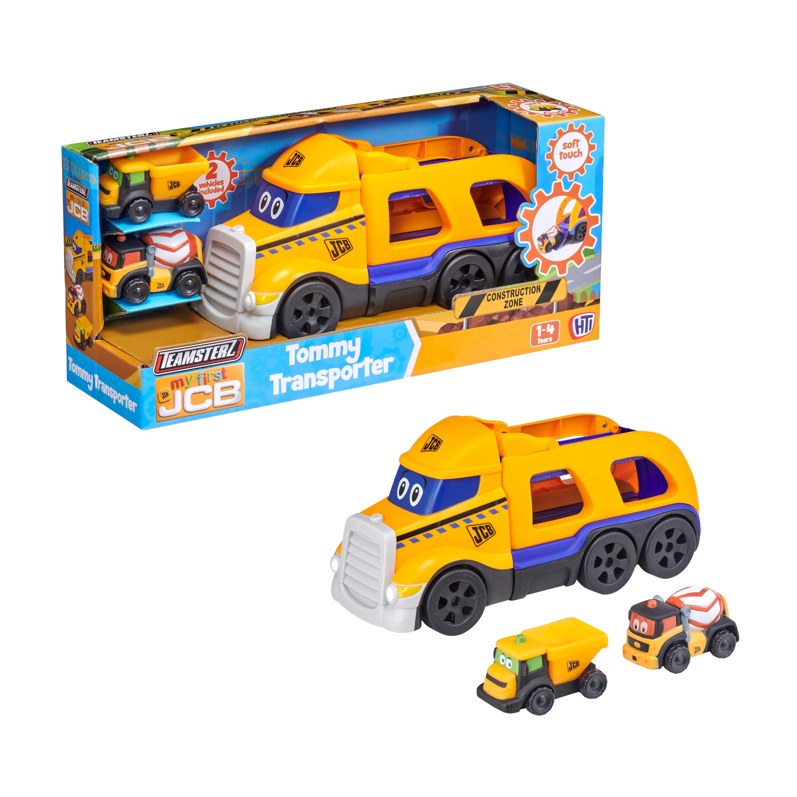 Teamsterz My First JCB Tommy Transporter Vehicle Playset | Construction Vehicle, Lorry And Construction Truck Toys | Indoor And Outdoor Sandpit Toys | Car Transporter And Storage | 12M+