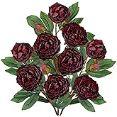 Briful 3 Pack Artificial Peony Flower 27.5" Tall Burgundy Silk Peonies Floral Stems Real Touch Faux Peony Flower for Wedding Bouquets Home Floral Arrangements Table Centerpieces DIY Décor