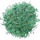 SOWAKA 1000 Pcs Glass Bugle Beads Mini Long Tube Bead 2 x 6 mm Small Spacer Loose Beads for Earring Necklace Bracelets DIY Jewelry Making (Green)