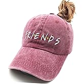 Waldeal Embroideried Women's Friends Ponytail Baseball Caps Distressed Vintage Washed Dad Hat