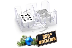 BURIUS Canasta Card Holder - 6 Deck Plastic Revolving Card Game Holder Playing Cards Tray Rotating 360° Organizes Multiple Decks for Canasta, Poker and More | Lightweight, Durable with Smooth Rotation