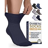Pembrook Ankle Diabetic Socks for Women & Men | 6 Pairs | Wide Non Binding Socks Quarter Length | Edema Neuropathy Socks