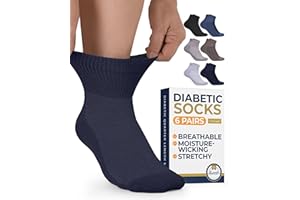 Diabetic Ankle Socks for Men & Women | 6 Pairs Wide Non Binding Socks Quarter Length | Edema Neuropathy Socks