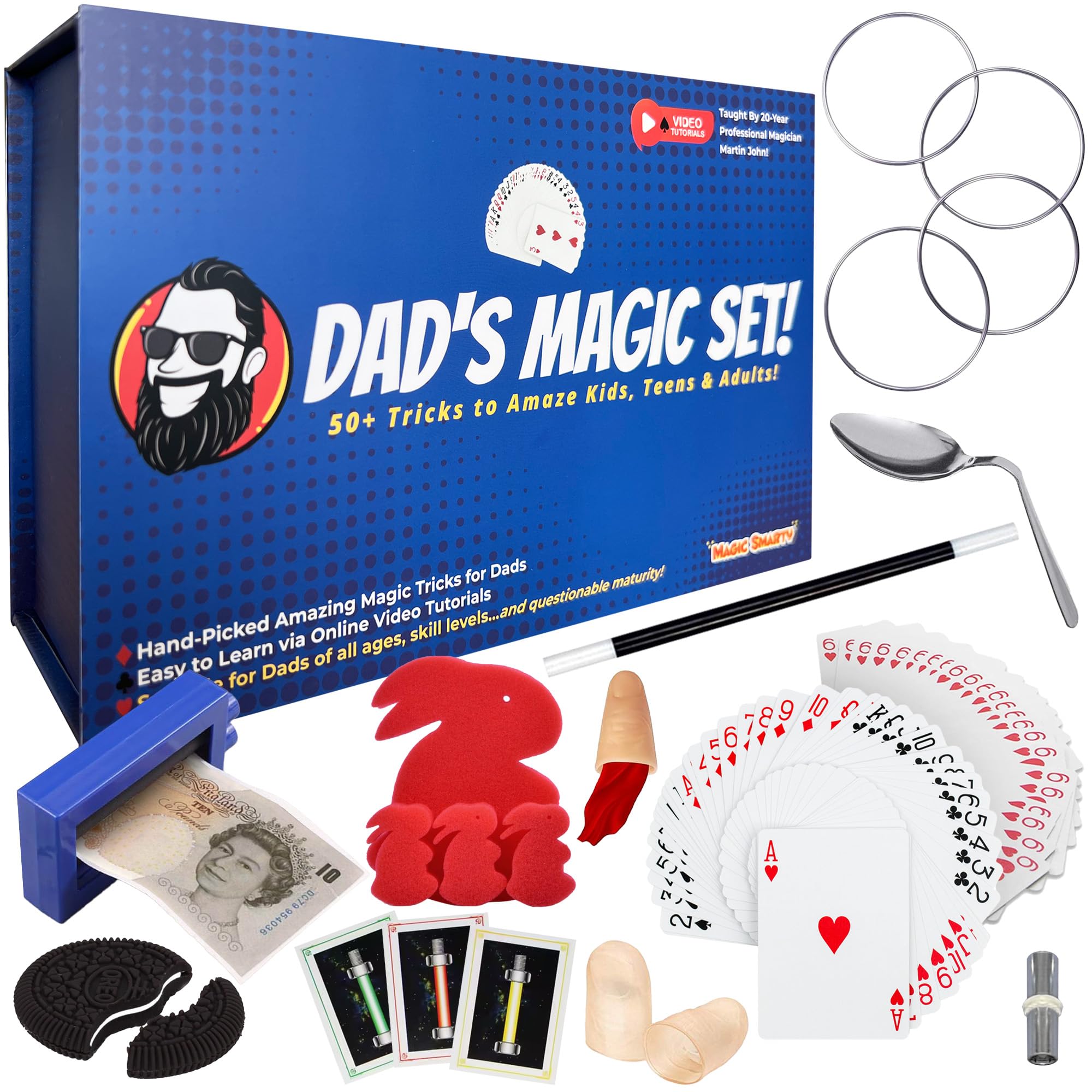Dad’s Magic Set - 50 Brilliant Magic Tricks for Dad to Amaze the Family - Easy to Learn - Video Tutorials by a Pro Magician - A Fun Gift for Dad or Grandad for Christmas, Birthdays and Father’s Day