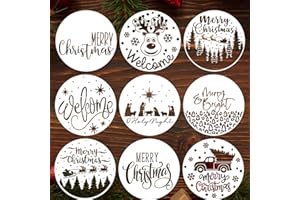 SUNVERSE Christmas Stencils for Painting on Wood 12” Merry Christmas Stencil Holiday Stencils Drawing Templates for Door Hanger Porch Wreath Decor