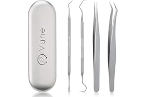 Premium Vinyl Weeding Tool Kit - Precision Stainless Steel Weeder - Hook and Pick with Fine Tweezers Crafting Set for Cricut Vinyl - by iVyne (Silver)