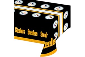 Creative Converting Officially Licensed NFL Plastic Table Cover, 54x102, Pittsburgh Steelers