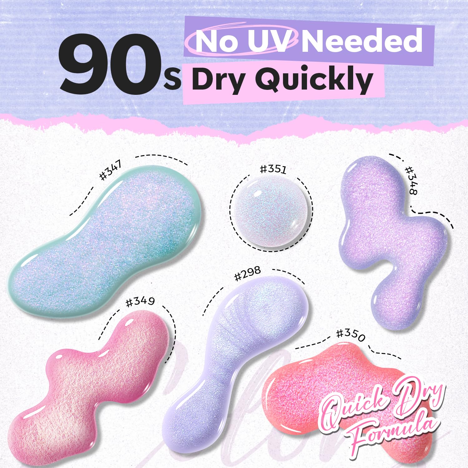 modelones Nail Polish Set, 6 Colors Spring Pearl Shimmer Pink Purple White Nail Polish Aurora Iridescent Green Quick Dry Mini Nail Polish Set 2025 Gift for Women Salon DIY Manicure Kit - Image 3