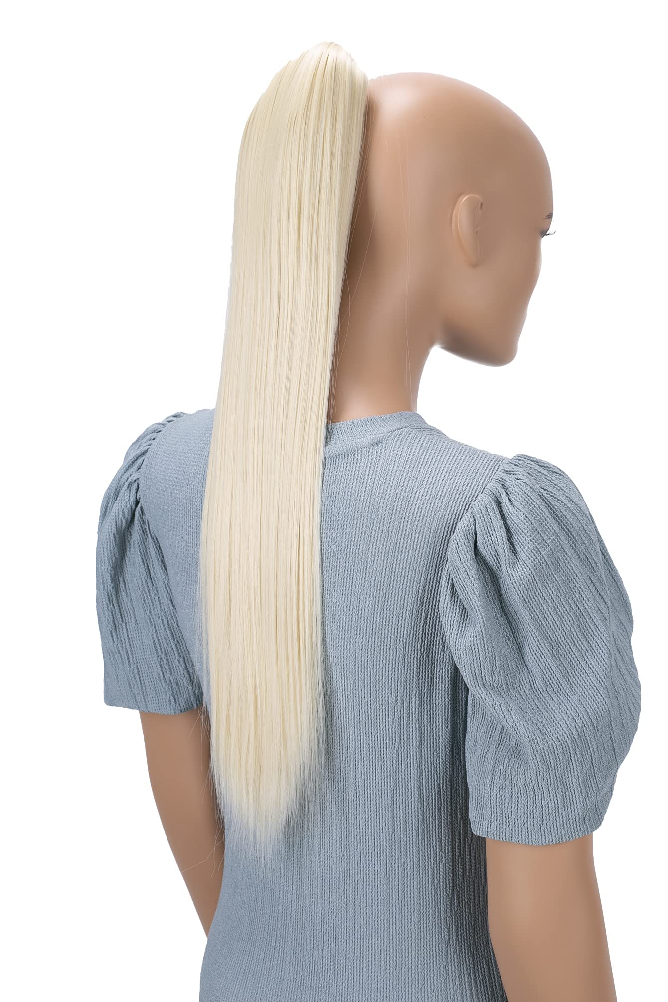 CAISHA 24" Hairpiece Ponytail Clip On Extension Long Hair Straight Platinum Blonde H618 โ image 1