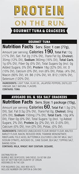 BUMBLE BEE PRIME PROTEIN ON THE RUN TUNA SNACK KIT – GOURMET TUNA MARINATED IN OLIVE OIL & MILD JALAPENO WITH CRACKERS AND SERVING UTENSIL – 20G OF PROTEIN PER SERVING
