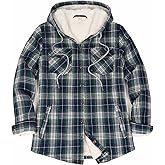 ThCreasa Womens Sherpa Lined Plaid Hooded Flannel Jacket with Hand Pockets Button Down Shirt Jackets