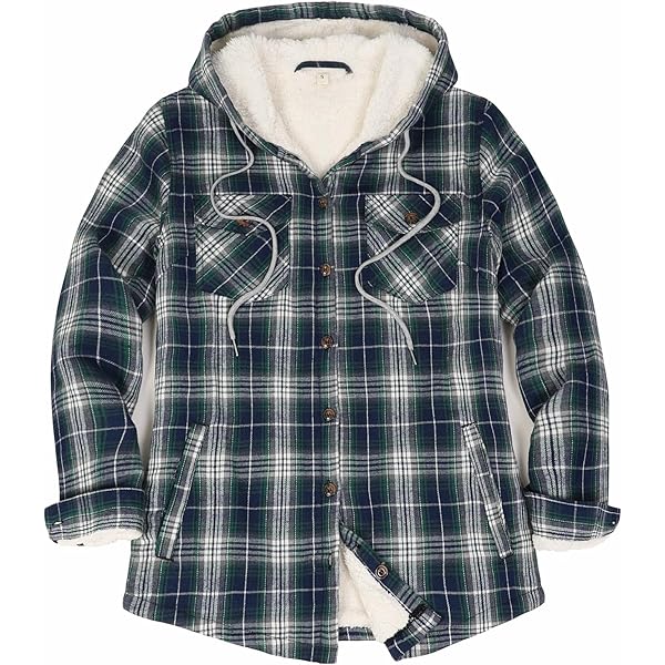 Plaid Snap Button Flannel Shirt Jacket Cozy Soft Sherpa Lined