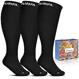 Lalapapa 3Pairs Wide Calf Compression Socks for