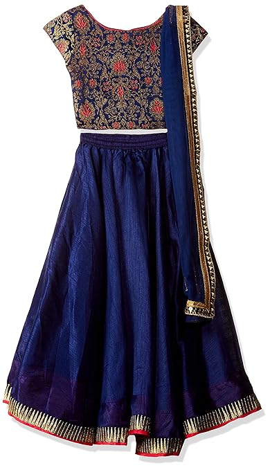 Girl's synthetic Salwar Suit Set (134811_ NYBLU_ 5)