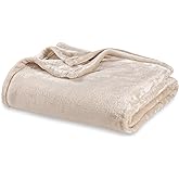 Berkshire Blanket Classic VelvetLoft® Solid Bed Blanket, Twin Size Bed Blanket, Lightweight Soft Fuzzy Plush Blanket for Bed and Couch, Grain, 60x92 Inches