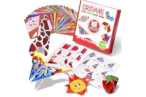 Gamenote Colorful Origami Kit for Kids 54 Projects 120 Double Sided Origami Paper 12 Sheets Practice Papers Instructional Ori