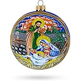 Ethereal Sunset Nativity Scene Glass Ball Christmas Ornament 4 Inches