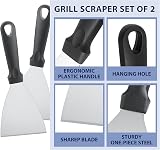 Herogo 2 Piece Griddle Scraper Stainless Steel Slant Edge Handle view 3