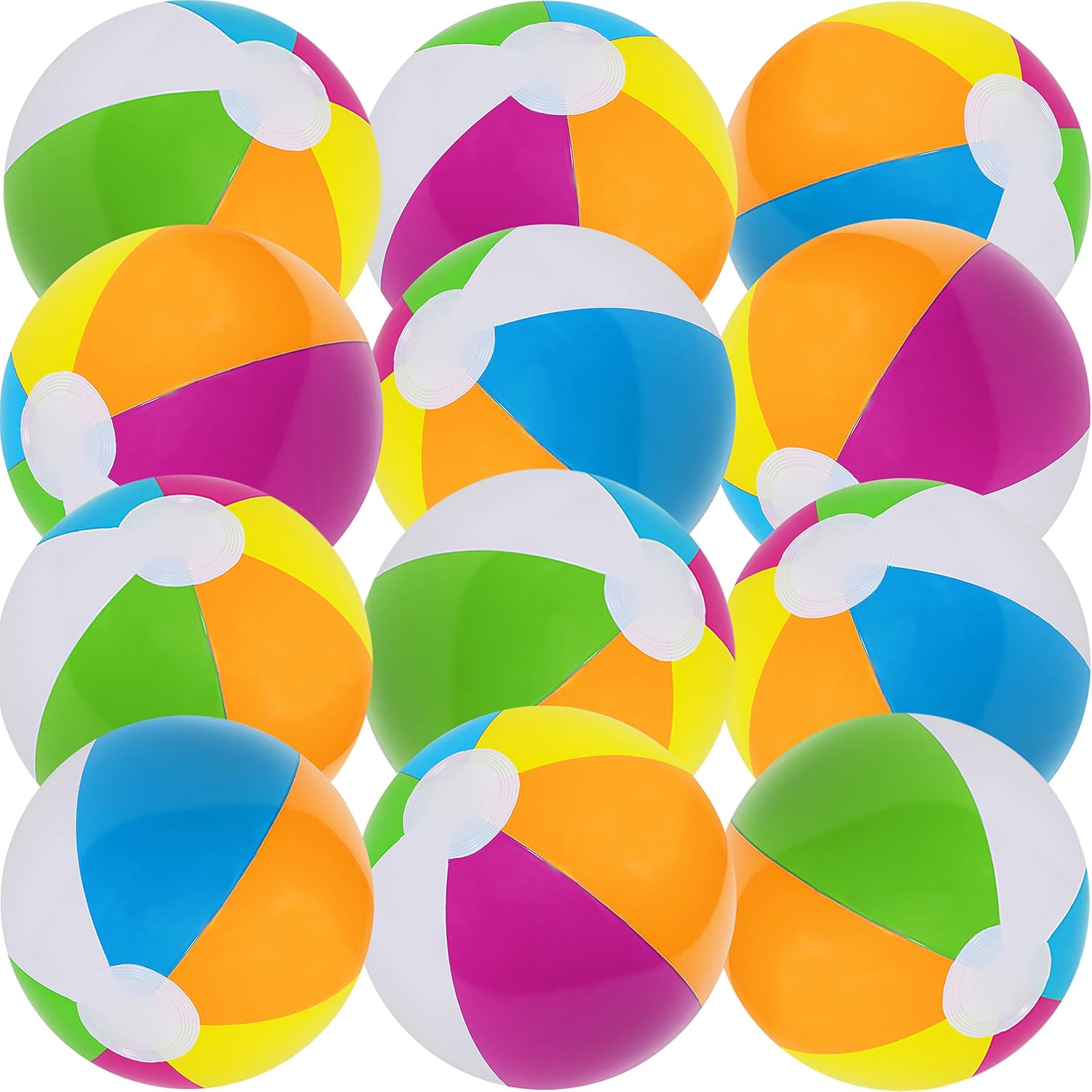 Kangaroo 12 Inflatable Neon, Rainbow Beach Ball, 12-Pack; Pool Toys; Beach Balls: Toys & Games
