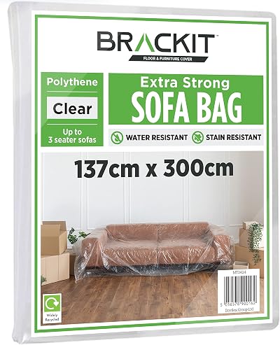 brackit Sofa Storage Bag Heavy Duty Plastic Cover for 3-Seater Sofa 300x137cm