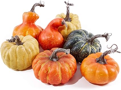 Amazon Mimacoo 人工かぼちゃ詰め合わせ 大きなかぼちゃ 様々な形とサイズ 秋の収穫祭 感謝祭 ハロウィンの装飾デコレーション 7個 造花 オンライン通販