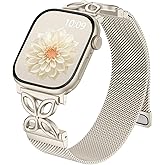 Getino Milanese Loop for Apple Watch Bands for Women 40mm 41mm 42mm 44mm 45mm 46mm 49mm 38mm, Magnetic Metal Stainless Steel iWatch Band for iWatch SE Series 11 10 9 8 7 6 5 4 3 2 Ultra, Starlight