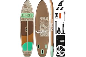 FUNKEE 11’×34"×6" Extra Wide Inflatable Stand Up Paddle Board, Sup Board with Removable Fins, Backpack, Floating Paddle, Safety Leash, Floating Phone Case for Adults & Youth of All Skill Levels