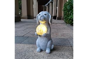 VIVICOMFY Dog Solar Statue Garden Decor, with Gazing Solar LED Lights Ball Dog Decoration for Garden Yard Patio Lawn Balcony - Gifts for Mom Grandma