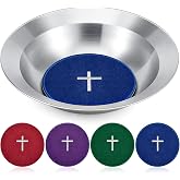 Kritkin Offering Plate Set Stainless Steel Basket for Church with Felt Pad | Offering Tray, Church Collection Plate, Polished Silver Finish Easy to Clean and Maintain, Red Blue Green and Purple Felt Pad