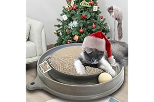 AUOON Cat Scratcher Toy - Cat Scratch Pad with Cat Toy Ball Track and Plush Mouse Toy for Indoor Cats and Kittens (Gray)