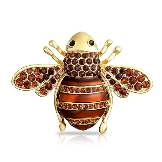 Bling Jewelry Große Bumble Bee goldene Brown Multi Farben-Emaille-Kristall Brosche Gold überzogen