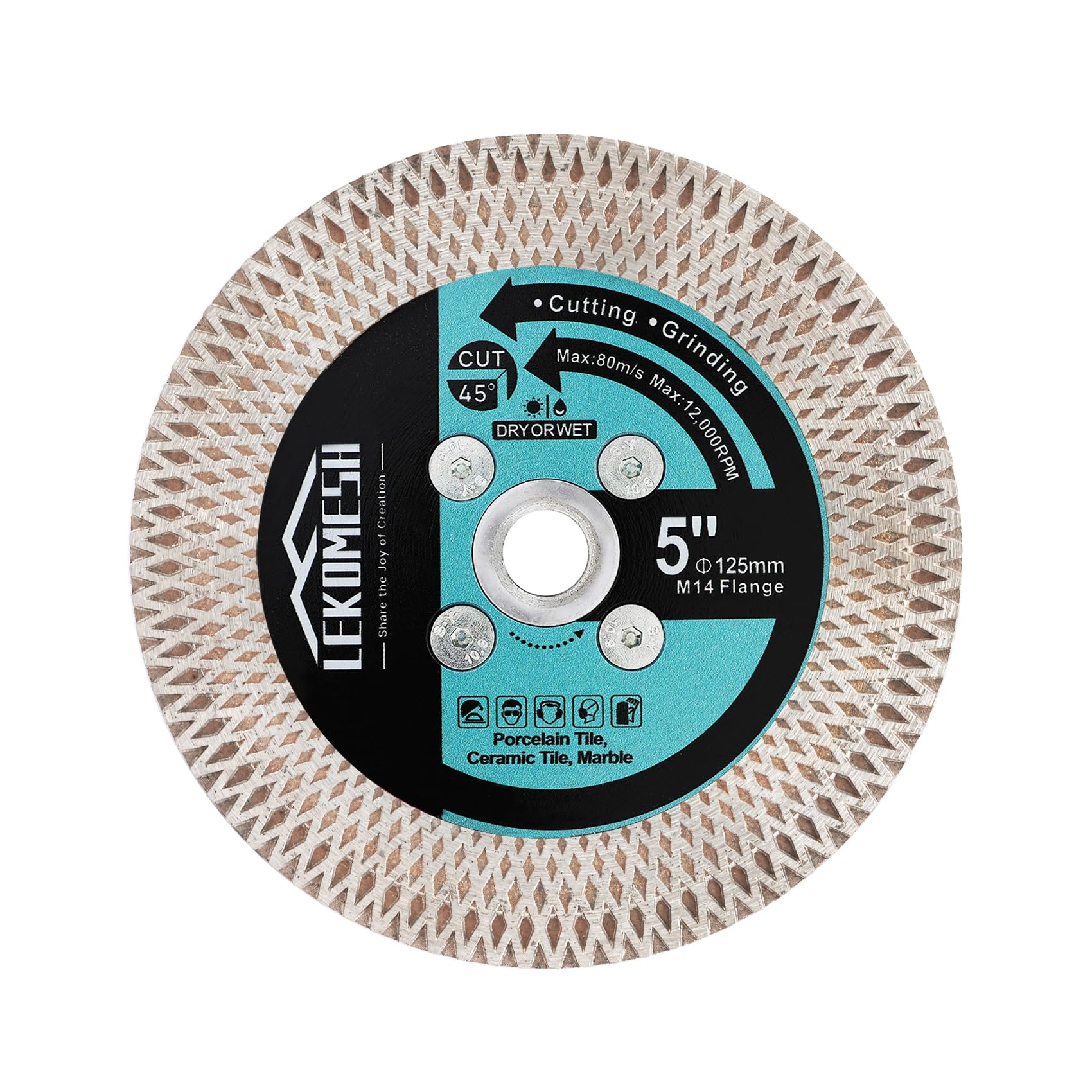 LEKOMESH 125MM Diamond Cutting Disc - Tile Cutting Disc Wheel Double-sided Diamond Discs for Cutting Grinding Porcelain Ceramic Tile Marble Granite,M14 Thread,X Mesh