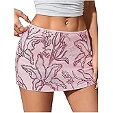 MAKEMECHIC Women's Floral Sequin Sparkly Mini Skirt Low Waist Bodycon Party Short Skirts