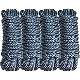 PropelTech 4 Pack 3/8" x 15’ Boat Dock Lines for Boat & Pontoon, Premium Marine- Grade Double Braided Nylon Dock Line, Pre-Spliced with a 12" Eyelet-Navy Blue,Boating Gifts for Men