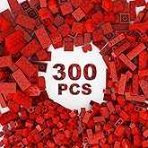 WEBRICK 300 Pcs Classic Building Bricks, Red Bulk Bricks,Compatible with Lego and Major Brands Parts and Pieces, Creative Building Block Toys for Boys Girls Ages 6 7 8 9 10 Year Old