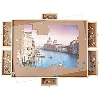 Oliqa 1500 Pieces of Jigsaw Puzzle Board with 6 Drawers & Covers, Portable Jigsaw Puzzle Table, 26'' X 34", Puzzle Accessorie