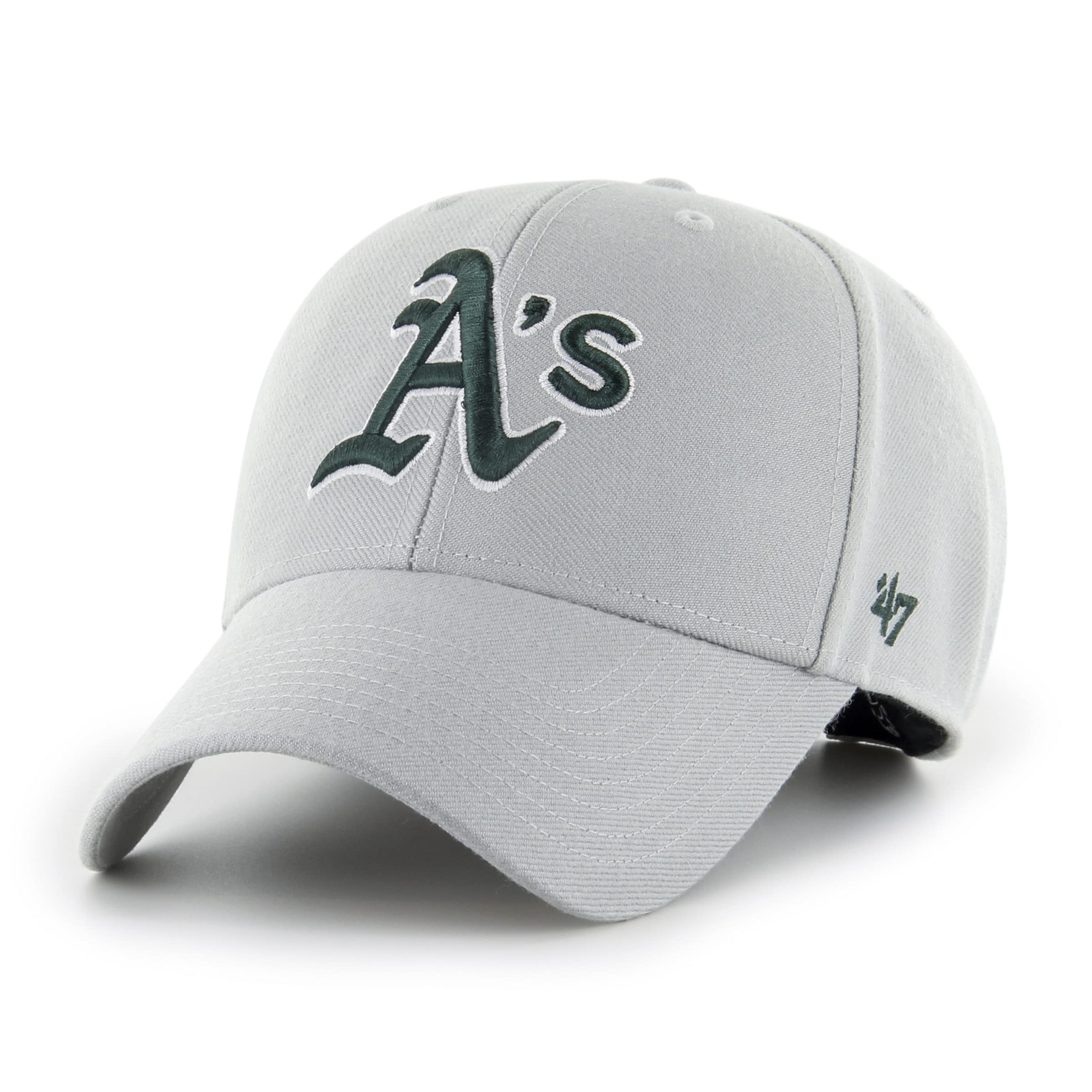 47 Oakland Athletics MLB MVP Unisex Baseball Cap, Adjustable, Dark Green Logo, Grey