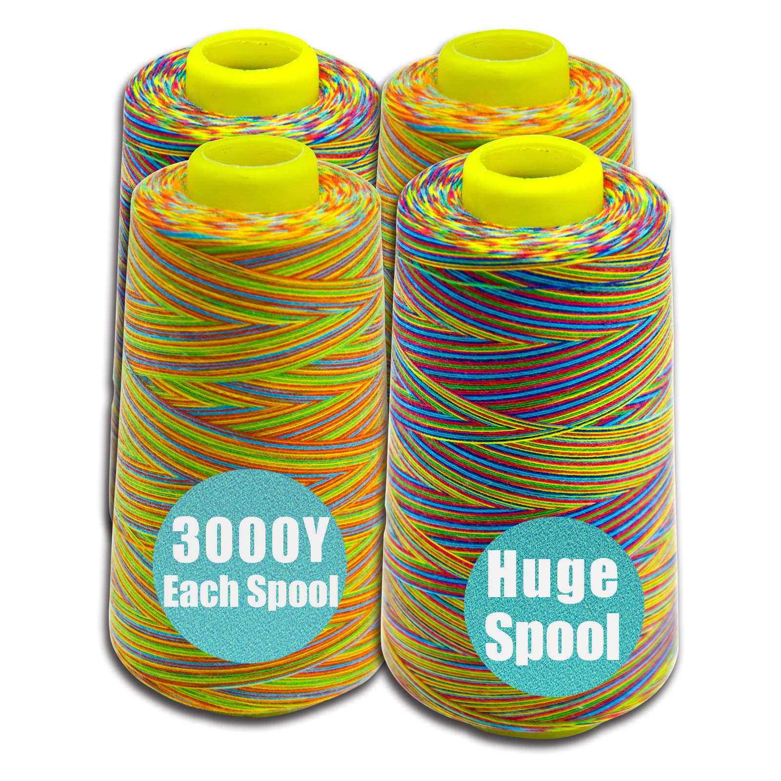 Serger Thread, All-Purpose Thread for Sewing, Polyester, 4 Cones of 3000 Yards Each Spool for Sewing Machine (Iridescent)