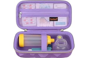 Canboc Carrying Case for Asthma Inhaler, Handheld Spacer for Kids and Adults, Face Masks, Inhaler Spacer Case with Mesh Pocket fit Medicine and Other Essentials, Purple