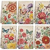 Patelai 6 Pcs Vintage Flowers Kitchen Towels Butterfly Summer Spring Dish Hand Towels Hummingbirds Absorbent Washcloth for Fall Home Housewarming Gift, 21.26 x 14.17''(Multicolor,Butterfly)