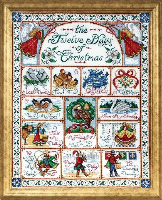 Amazon Com Design Works Crafts 5435 12 Days Of Christmas Counted Cross Stitch Kit 14 By 18